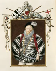 Retrato de Sir Henry Lee (1530-1610) de &39;Memórias do Tribunal da Rainha Elizabeth&39;, publicado em 1825 em papel