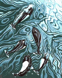 Wake Riders, 2016 (gravura em linóleo)