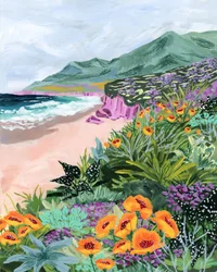 Flores vibrantes da costa
