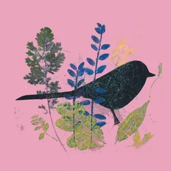 Ave e folhas,2019 (Tinta monoprint)