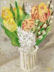 Tulipa e jacinto, c.2023 (óleo sobre tela)