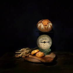 Natureza-morta com pão artesanal