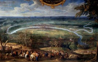 As Ações de Luís II de Bourbon, Príncipe de Conde (Grand Conde) (1621-1686), bloqueio de Paris em 1649 durante a Fronde Painting of the Savior Le Conte (Leconte, Le Comte, Lecomte) (1659-1694) Chantilly do século XVII, Musee Conde