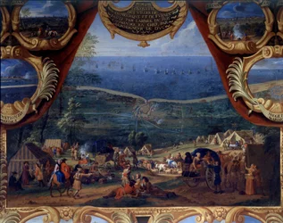 As Ações do Príncipe Luís II de Bourbon Conde (Bourbon-Conde) conhecido como o Grand Conde (1621-1686): A Batalha de Dunquerque e Furnes (1646) durante a Guerra dos Trinta Anos - Pintura do Salvador Le Conte (Leconte, Le Comte, Lecomte) (1659-1694)