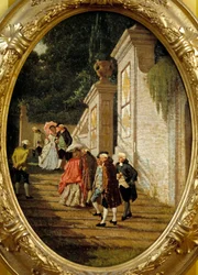 Os bons tempos antigos Casais de nobreza caminhando. Pintura de Francesco Altamura