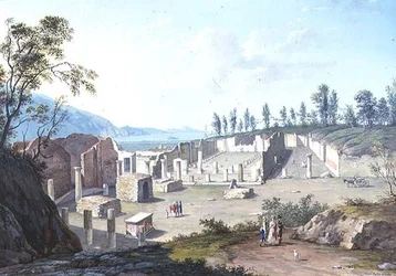 Grandes Turistas nas Ruínas de Pozzuoli, perto de Nápoles
