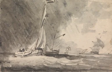 Barcos numa tempestade de chuva