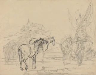 Desenho animado para "Gulliver Taking Leave of the Land of Houyhnhms"