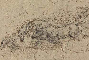 Quatro cavalos a galopar: (?) um estudo mitológico, possivelmente para a Carruagem de Phaeton