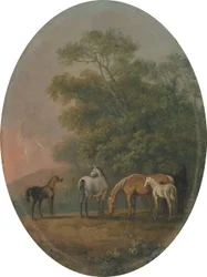 Éguas e potros, c.1770-80 (óleo sobre metal)