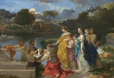A descoberta de Moisés, c. 16551660.