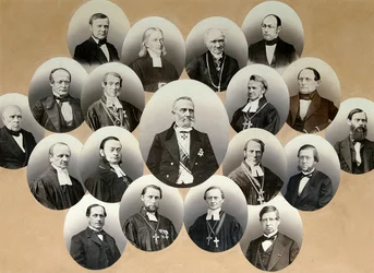 Grupo de retratos dos representantes da igreja católica em Moscou, década de 1860.