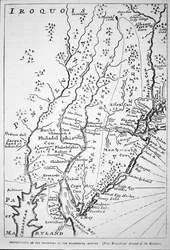 Mapa da Pennsylvania no início do século XVIII, do "Conta das Missões" de Humphrey (litho)