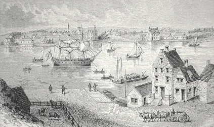 O ferry, Nova York, c.1750 (litho)