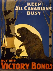 Mantenha todos os canadenses ocupados: compre títulos da vitória de 1918, c.1918 (lito colorido)