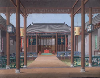Adicionar. Ou. 2187 Desenho do interior da casa de um oficial chinês