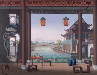 Acrescentar. Ou. 2194 Desenho do interior da casa de um funcionário chinês