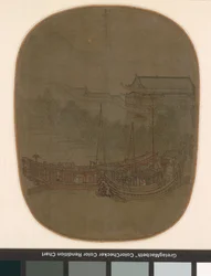 Barcos na âncora, Dinastia Song do Sul, c.1150-1200 (tinta e cor em seda)