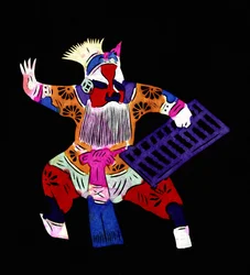 Personagem da Ópera de Pekin. Corte de papel pintado ou "Jian Zhi", arte popular chinesa, Pekin.