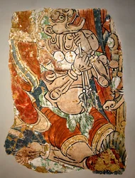 Monstro demoníaco. Réplica de um fragmento de uma parede pintada de Cave 15 de Bezeklik, Tourfan (China)