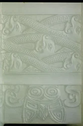Detalhe de um navio arcaístico e cobertura, Tulu, Período Qianlong (1736-95) (celadon jade pálido) (ver também 619015)