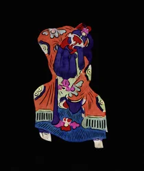 Personagem masculino da Ópera de Pekin. Corte de papel pintado ou "Jian Zhi", arte popular chinesa, Pekin.