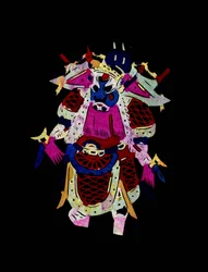 Personagem masculino da Ópera de Pekin. Corte de papel pintado ou "Jian Zhi", arte popular chinesa, Pekin.