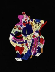 Personagem masculino da Ópera de Pekin. Corte de papel pintado ou "Jian Zhi", arte popular chinesa, Pekin.
