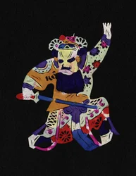 Personagem masculino da Ópera de Pekin. Corte de papel pintado ou "Jian Zhi", arte popular chinesa, Pekin.