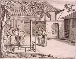 "Vender a seda depois de tecida", China, final do século XVIII (xilogravura)