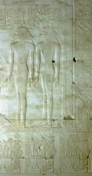 ABYDOS: Templo de Seti (Sethi) I para Osíris. Deusas que acompanham o Faraó.