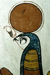 Antigo Egipto, Pintura mural, Hórus, Deus do Sol, Símbolo do Sol, Túmulo de Sennedjem, Tebas, Deir el Medina