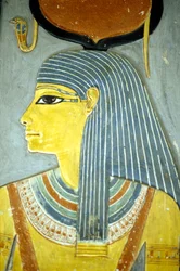 Antigo Egipto, Pintura/gravura mural, Deusa Ísis, Deusa da fertilidade, Túmulo de Horemheb, Túmulo dos Nobres de Tebas (foto)
