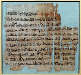 Antiguidade egípcia: Papiro da história da Batalha de Qadesh sob o reinado de Ramsés II (1246-1213) Em 1274 AC, o Império Hitita, cujo centro era na Anatólia, e Ramessid Egito. Sol 0,2x0,23 m Paris, musee du Louvre