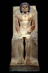 Antiquite egípcia: estatueta calcária de Kai, administrador do chacal. De Saqqara. Antigo império, 5ª dinastia. Paris, Museu do Louvre.