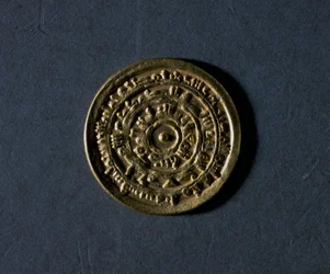 Denário de ouro com nome de califa Al-Muiizz, 953-975, verso, moedas egípcias