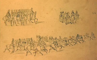 Um esboço de cavalos (lápis sobre papel)