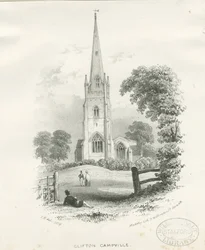 Igreja Clifton Campville: litografia (vinheta)