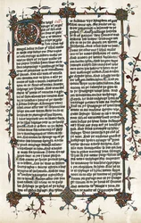 Cópia de uma página do Evangelho de São Marcos, tradução de Wycliffe da Bíblia para inglês em c.1400 (impressão)