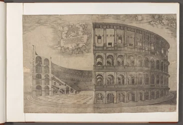 Algodão Augusto III, f.53 O coliseu. Estampas de edifícios antigos, arte e cenas relacionadas, principalmente em Roma