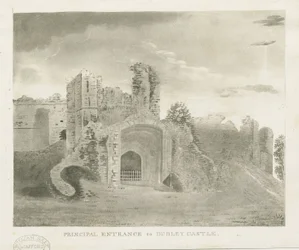 Castelo Dudley - Entrada Principal: gravura em aquatinta, nd [ 18º séc.] (Impressão)