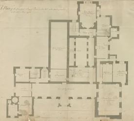 Interior do Beaudesert Hall and Park: desenho a caneta