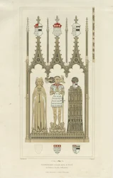 Interior da Igreja de Okeover - Monumento a Humphrey Oker: gravura, nd [c 1846] (imprimir)