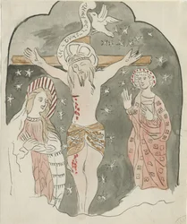 Lichfield - Representação da Crucificação (Greyfriars): pintura aquarelada, nd [?late 18th cent] (pintura)