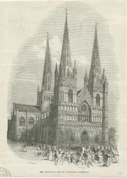 Catedral de Lichfield - Frente Oeste: gravura em xilogravura, sd [1843] (impressão)