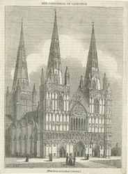 Catedral de Lichfield - Frente Oeste: xilogravura, nd [?19 cent] (estampado)