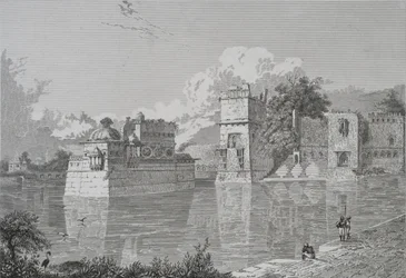 Palácio de Ranee Bheem e Pudmundi em Cheetore (Chitor, Estado de Udaipur) (gravura)