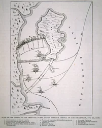 Plano da derrota da frota americana no Lago Champlain (litho)