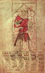 Roy 20 A II f.4r Rei Artur e os Trinta Reinos escrito durante o reinado de Eduardo II (1248-1327)