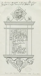 Rugeley Church (Old) - Monumento a Rafe Weston: desenho com caneta e tinta